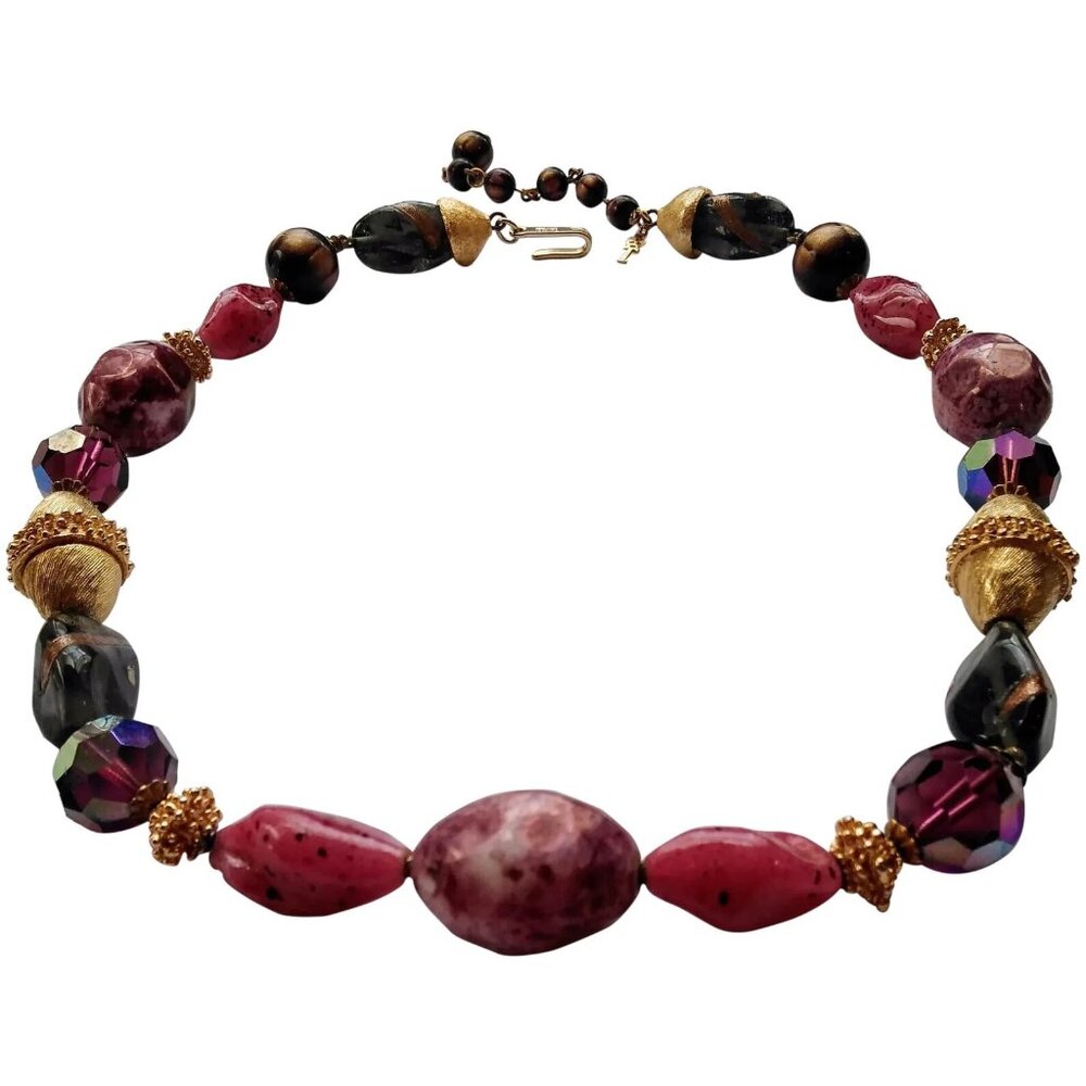 Vintage  Crown Trifari Colorful Bead Necklace